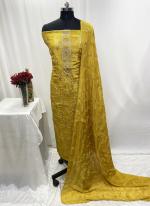 Shimmer Yellow Party Wear Thread Work Dress Material